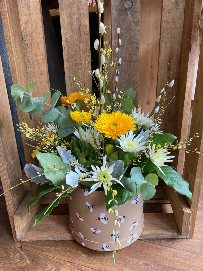Busy Bees - Beautiful spring flowers presented in a hat box