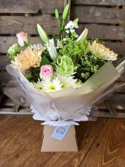 Perfect Pastels - Perfect pastel coloured flowers, hand tied and presented in a box.

 

Each and every display is one-of-a-kind, created by an artisan florist using the most beautiful and fresh stems available on the day so, whilst your gift may look different to the one pictured, we do guarantee that your specific arrangement will be fresh, beautiful and that your recipient will love it!