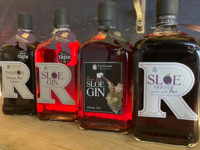 Raisthorpe Liqueur Platinum Collection - We pride ourselves on only using the finest ingredients (locally where possible) and avoiding flavourings. All of our gins and spirits are created using traditional methods and handcrafted in small batches, ensuring the finest quality.

Sloe Liqueur with Port 70cl 21% 
Shoot Shots Sloe Gin 70cl 25% 
Sloe Gin 70cl £25% 
Damson Port Liqueur 23.3% 70cl