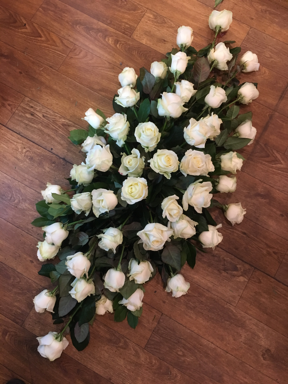 Classic White Rose Casket Spray